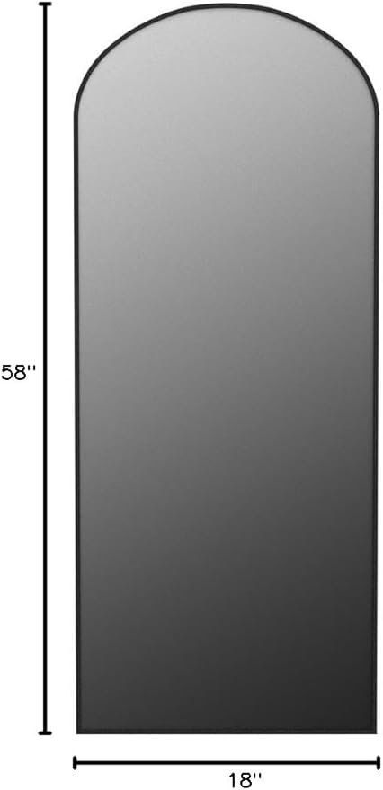 HARRITPURE 58"x18" Arched Full Length Mirror Free Standing Leaning Mirror Hanging Mounted Mirror Aluminum Frame Modern Simple Home Decor for Living Room Bedroom Cloakroom, Black
