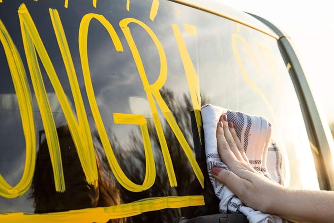 Glass Pen Window Marker: Liquid Chalk Markers for Glass, Car Marker or Mirror Pen with Washable Paint - Car Windows, Mirror, Storefront Windows, Parade & Party, Holiday (Red, Fine Tip)