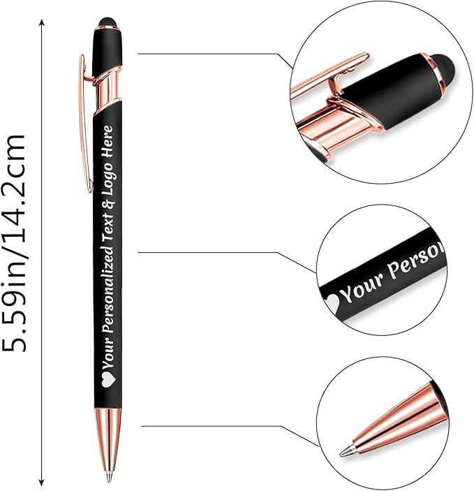 STREADVE 150 Personalized Custom Pens Engraved Writing Pen with Name Logo, Customized Promotional Items Stylus Pen Gifts for Women Realtor QuinceaƱera Wedding Business, Pink