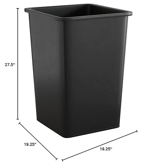 35 Gallon Black Square Commercial Trash Can