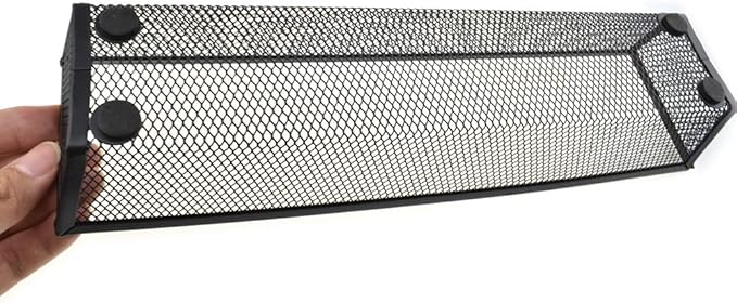 HAHIYO Stackable Mesh Tray Cup 12 x 3 x 2 inches Sturdy Container for Desk Drawer Organizer Collection for Home Office School kitchen Soft Foam Feet No Sharp Edges 2 Pack Black