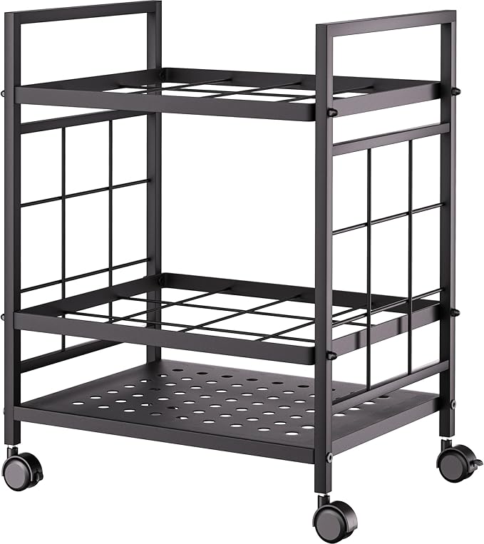 GIOTORENT Blueprint Storage Rack, Blueprint Holder with Wheels, Used for Storing Map/Poster/Blueprint/Architectural Construction Plan, 12 Slots, 2 Brakes, Silent Wheel for Home, Office, School(Black)