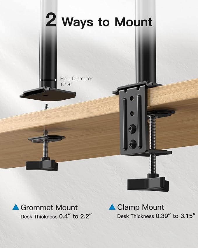 HUANUO Dual Monitor Mount for 2 Monitors up to 30 inches, Heavy Duty Dual Monitor Stand Holds up to 22 lbs, Dual Monitor Arm with Height Adjustable Tilt Swive Rotate, VESA Hole 75mm or 100mm