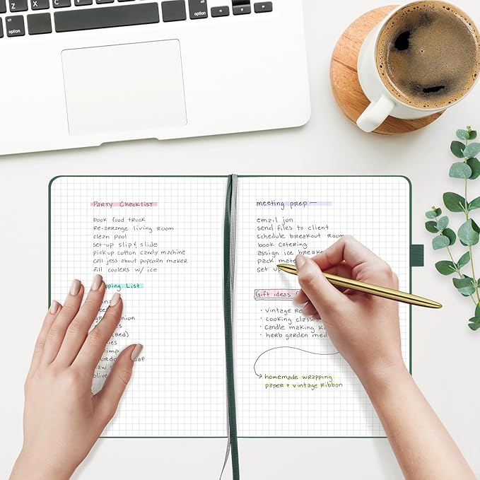 &And Per Se Graph Journal Notebook, 160 Pages, 5.7 x 8 inches College Ruled Thick Paper Notebook Journals for Writing, Grid Hardcover Notebook(1 Pack, green)