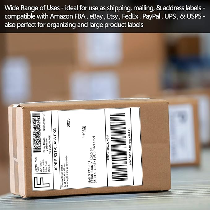 Half Page Self Adhesive Shipping Labels, 8.5" x 5.5" Shipping Labels Compatible Laser & Inkjet Printer 2 Label Per Sheet (250 sheets-500 Label)