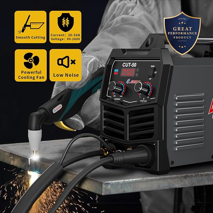 GZ GUOZHI Plasma Cutter, 50 Amp Air Inverter Plasma Cutter, 110V/220V Dual Voltage Digital Display IGBT Inverter Plasma Cutting Machine with 2T/4T/TEST Function