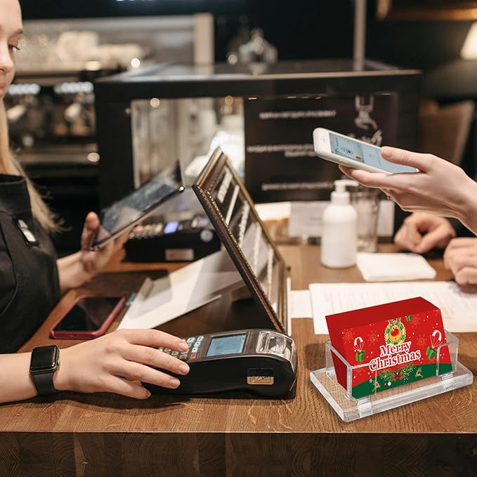 2Pack Acrylic Business Card Holder Enlarged Holds 120 Cards for Office/Exhibition/Restaurant Desk/Counter Display Name Card Organizer Stand