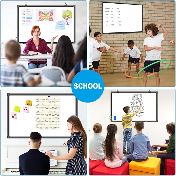 H-Qprobd 36"x24" White Board for Wall Double-Sided Magnetic Dry Erase Board with Black Aluminum Frame, Presentation Whiteboard Suitable for Home, Office, Classroom & Kitchen