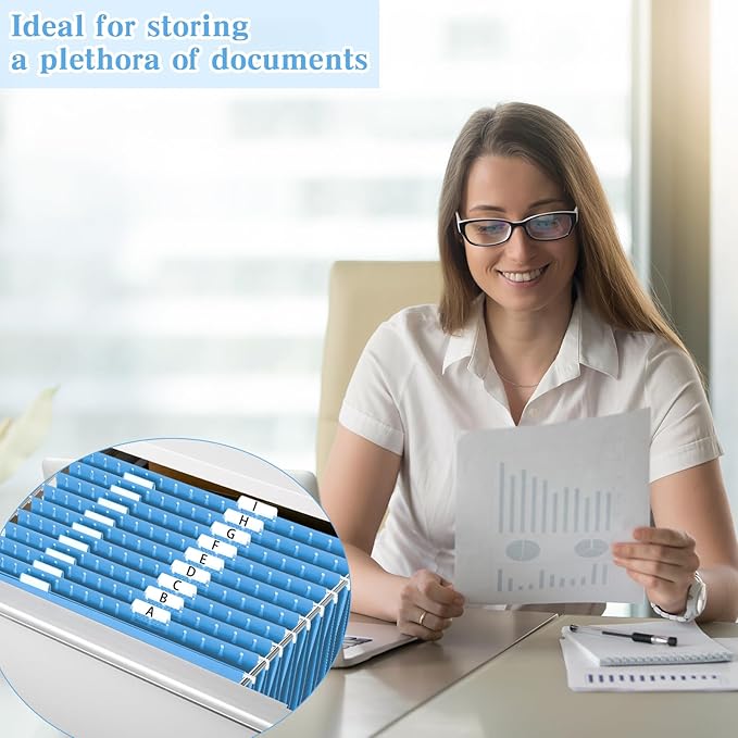 gisgfim 25 Pack Reinforced 11x17 Hanging File Folders 1/5 Cut Heavy Duty Hanging File Folders with Plastic Tabs & Label Cards Expanding Hangers File Organizer for Drawing Engineering Document (Blue)