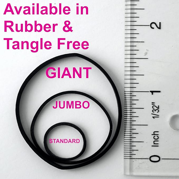 200, Jumbo Size, Rainbow Colors, US Made Rubber Hair Bands for Pony Tails and Braids In A Clamshell. Rainbow Mix Consists of Yellow, Red, Orange Green and Blue Rubber Bands.