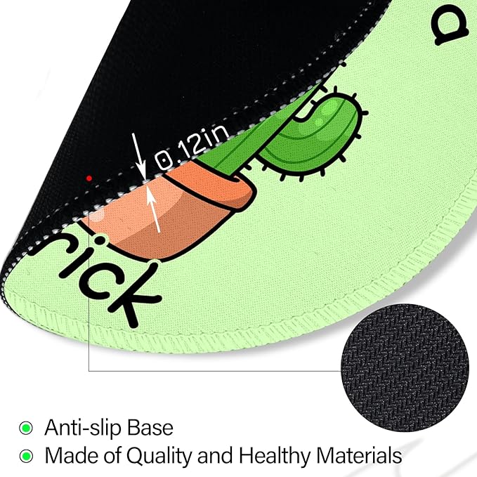 Funny Cactus Mouse Pad, Small Round Green Mouse Pads for Desk, Mini Travel Mousepad for Work Wireless Computer Laptop, Office Desk Accessories, Don't Be a Prick, 8.6 x 8.6 inch