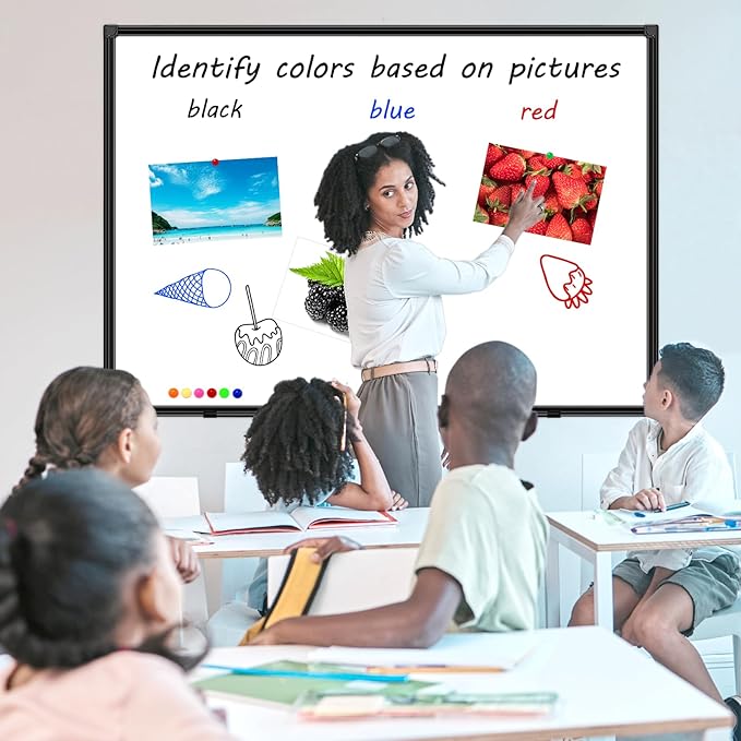 H-Qprobd White Board Dry Erase 4' X 3', Magnetic Dry Erase Board for Wall 48" X 36" Aluminum Frame, Hanging Whiteboard for Home, School, Office, Kitchen