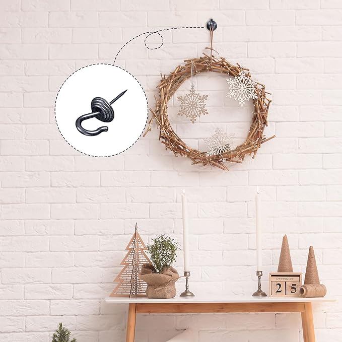 Hotop 30 Pieces Push Pin Wall Hooks Metal Thumb Tack Hangers Iron Alloy Nail Decorative Picture Hooks for 20 Lbs Home Office School Party Supply (Black)