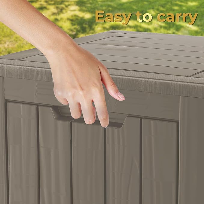 35 Gallon Lockable Resin Deck Box, Waterproof & UV-Resistant Outdoor Storage Box for Outdoor Cushion Storage, Garden Tools & Pool Accessories Storage, Gray