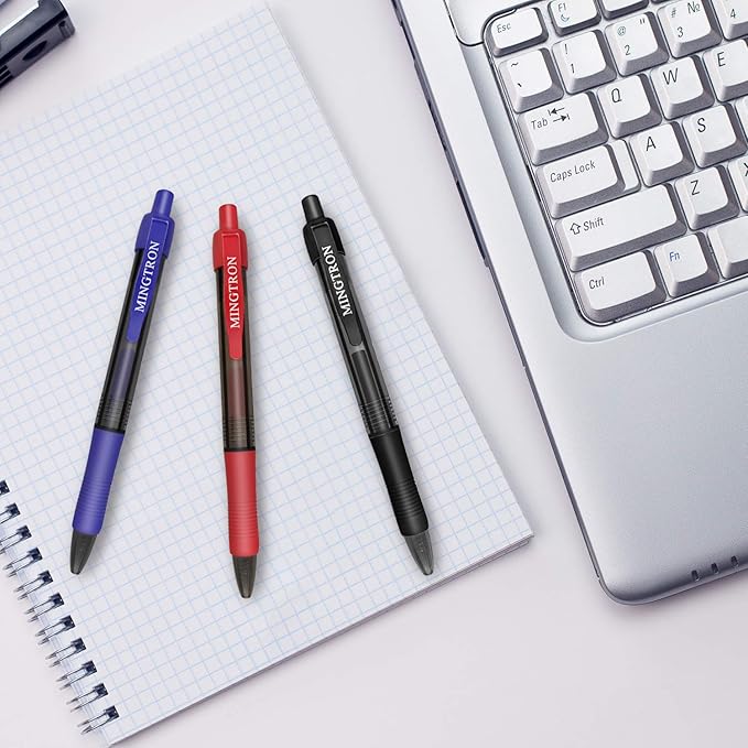 Gel pens, 30 Pack Blue Pens Fine Point, No Smear Ink Pens for Left Hand, Click Pens Bulk, Retractable Rollerball Pens for Smooth Writing, 0.5MM, Navy Blue Ink