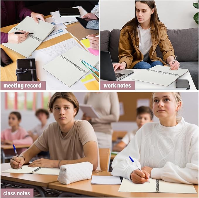 Glenmal 6 Pcs Spiral Notebook for Work A4 8.5 x 11'' College Ruled Spiral Journal Notebook Kraft Cover Ruled Paper, 120 Sheets 240 Pages for Office Study Supplies(Dreamy Colors)