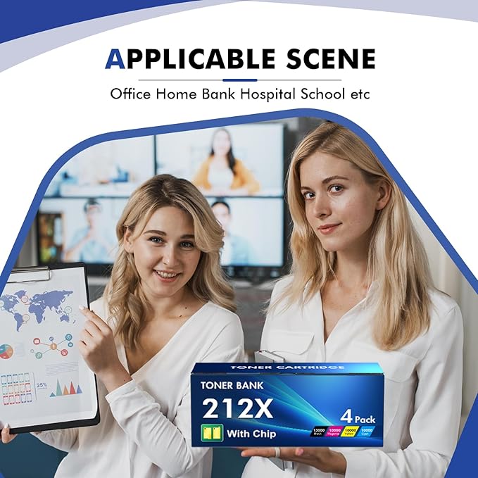 212X 212A Toner Cartridges 4 Pack (with Chip) Compatible for HP 212X 212A W2120A W2120X Toner Work for HP Color Laserjet Enterprise M555dn M554dn M554 M555x M555 MFP M578 Series Printer Ink (BK/C/Y/M)