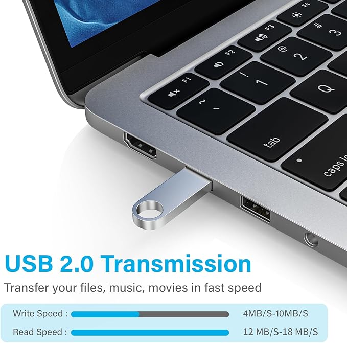ABLAZE 1GB Flash Drive 2 Pack, Metal USB 2.0 Thumb Drives with Keychains USB Stick Pendrive (Sliver)