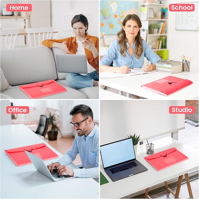 13 Pocket Expanding File Folder Accordian File Organizer, A4 Letter Size Paper Document Receipt Holder for School Office Supplies, Pink