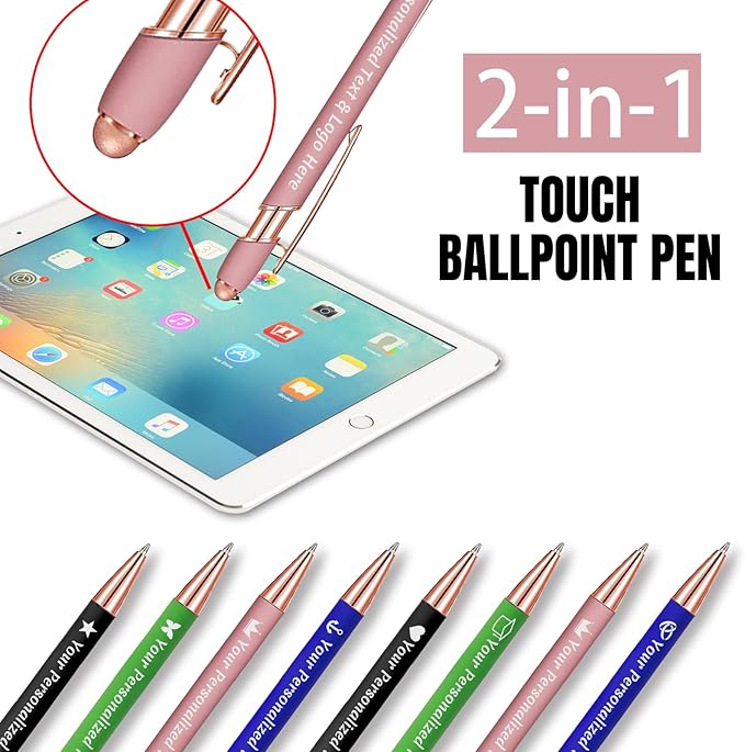 STREADVE 150 Personalized Custom Pens Engraved Writing Pen with Name Logo, Customized Promotional Items Stylus Pen Gifts for Women Realtor QuinceaƱera Wedding Business, Pink
