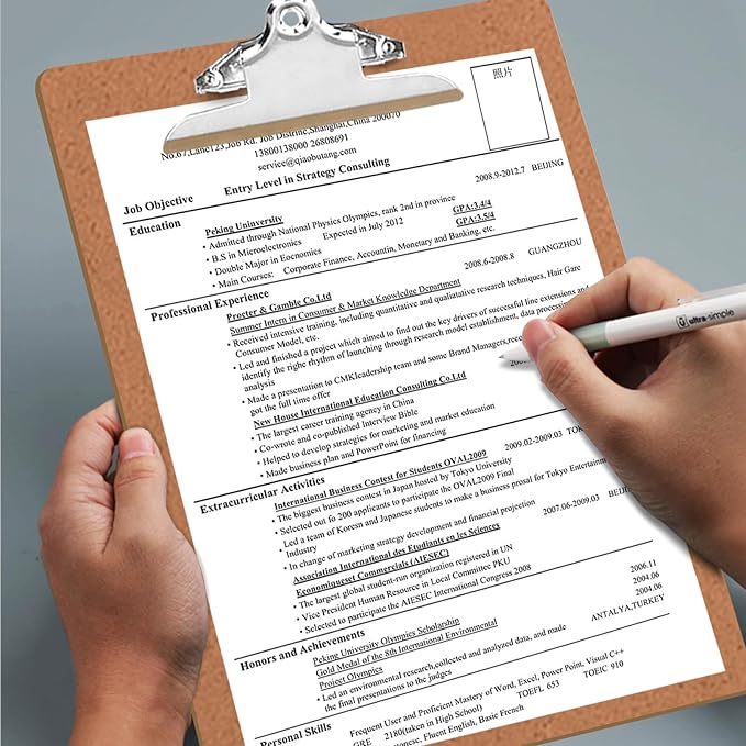 HERKKA 10 Pack Hardboard Office Clipboards - A4 Letter Size, ECO Friendly