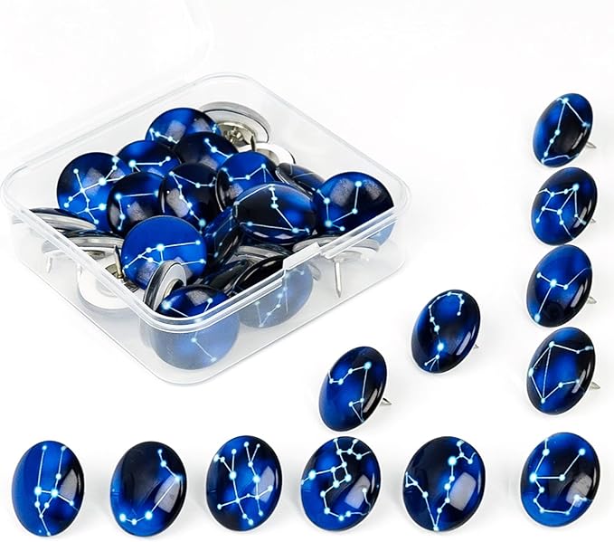 24Pcs Decorative Push Pins,Cute Push Pins,Cork Board Tacks,Cute Thumbtack for Office Decorative (24-Horoscope)