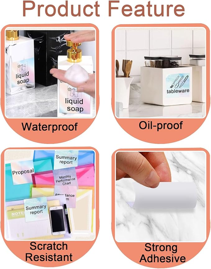 2''×2'' Square Thermal Sticker Labels, Self-Adhesive 2 Inch Direct Thermal Labels, Multi-Purpose Sticker for DIY Logo Design,Name Tag,QR Code, 500 Labels/1 Roll, Nebula