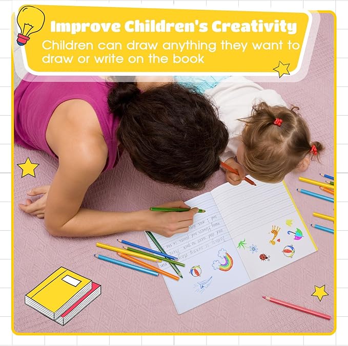 Henoyso 24 Pcs 120 Pages Primary Composition Notebooks K-2 9 3/4 x 7 1/2 Inch Journals Primary Journals Blank Books for Kids to Write Stories Kindergarten (Light Color)