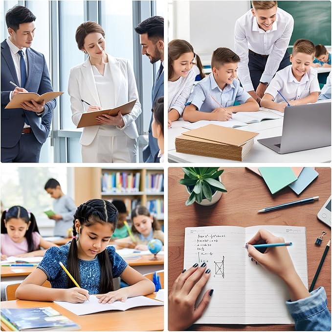 30 Pack Lined Kraft Notebooks Bulk, A5 Blank Paper Journal Notebooks for Office Work, 8.3x5.5inch Kraft Composition Notebook for School Student, 60 Pages