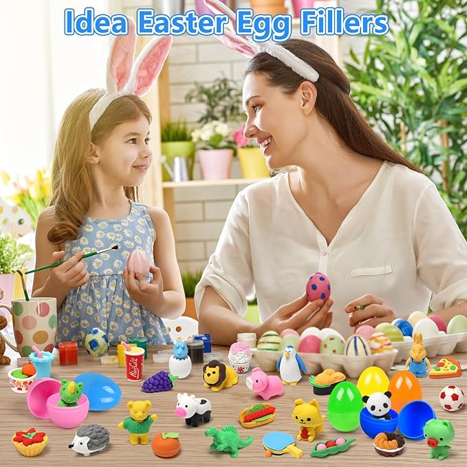 HINZER 100 Pack Animal Erasers for Kids Bulk Pull Apart 3D Puzzle Erasers Classroom Rewards and Prizes Class Treasure Box Kids Party Favors Back to School Supplies