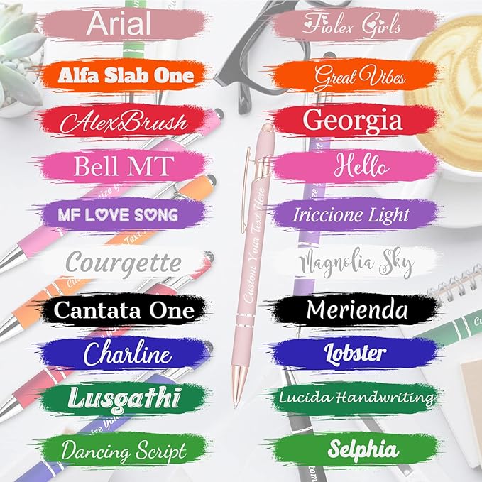 Personalized Pens with Name Custom Engraving Ballpoint Pens with Stylus Tip Customized Smooth Writing Pens Personalized Gifts for Anniversary Birthday or Graduation(Gold Rose,Black Ink)
