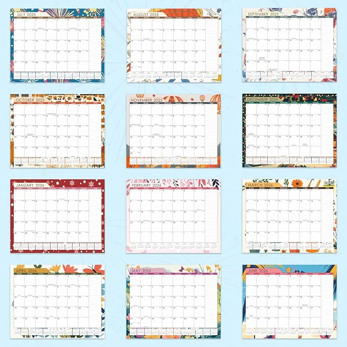 Gannyfer Desk Calendar 2025-2026, 18 Months Fridge Calendar - Large 14" x 11" Desktop/Wall Monthly Calendar, July 2025 - Dec 2026, Personal Planner for Home, School, Office(3 Stickers)