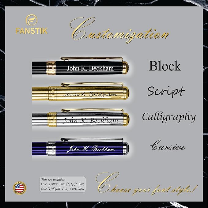 Customized Gold Luxury Rollerball pen (Made In USA) fancy gift set for women, Real 24K Gold Plating, Professional executive pen gift set for men (Lux Custom-Rollerball Gld)