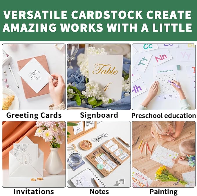 200 Sheets White Cards Blank - 5''x7'' White Card Stock 300gsm/110lb Thick Paper Cardstock, Heavy CardStock Blank for Wedding Invitations, Index Cards, Greeting, Note - PAP07300200