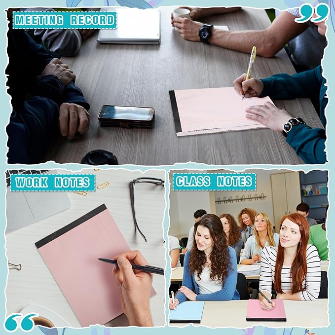 Fuutreo 8 Pcs 8.5'' x 11'' Colored Legal Pad Writing Pads Narrow Ruled 50 Sheets Per Notepad Perforated Writing Notepad Office Supplies for College Office Business (Candy Color)