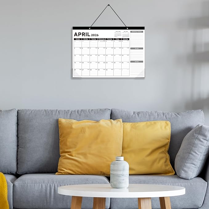 2025-2026 Desk Calendar - Desk Calendar 2025-2026, Jul. 2025 - Dec. 2026, 17"x12" Desktop Calendar with Notes, Corner Protector, Ruled Blocks