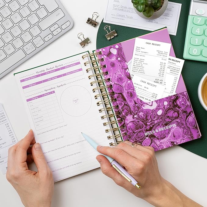 GoGirl Budget Planner & Monthly Bill Organizer – Monthly Financial Book with Pockets. Expense Tracker Notebook Journal, Compact (Dark Green)