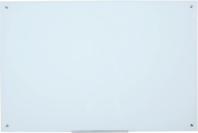 Glass Dry Erase Board - Large Magnetic Whiteboard with Frameless Mounting, Premium Tempered Glass Surface & Accessory Tray - Perfect for Office, Classroom, or Home (48" x 36")