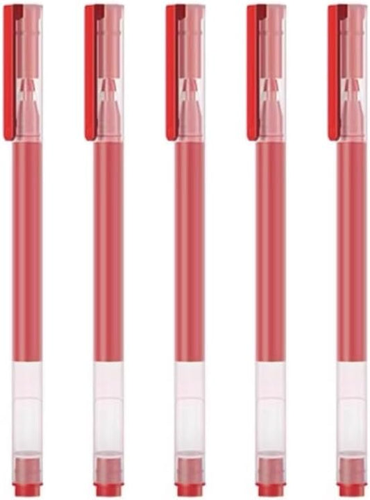 Gel Ink Pens, 0.5mm Fine Point Quick Dry Smooth Writing Pens High-End Series for Office School Supplies,Pack of 5,Red