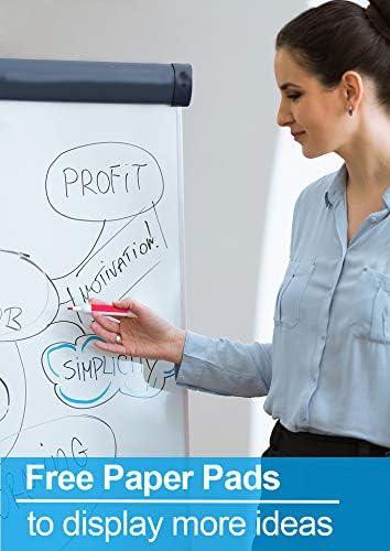 40" x 28" Height Adjustable Magnetic Dry Erase Easel Board with Tripod Stand – Includes 25 Sheets Flipchart Pad, Magnets & Eraser – Office Presentation Board, Black Frame