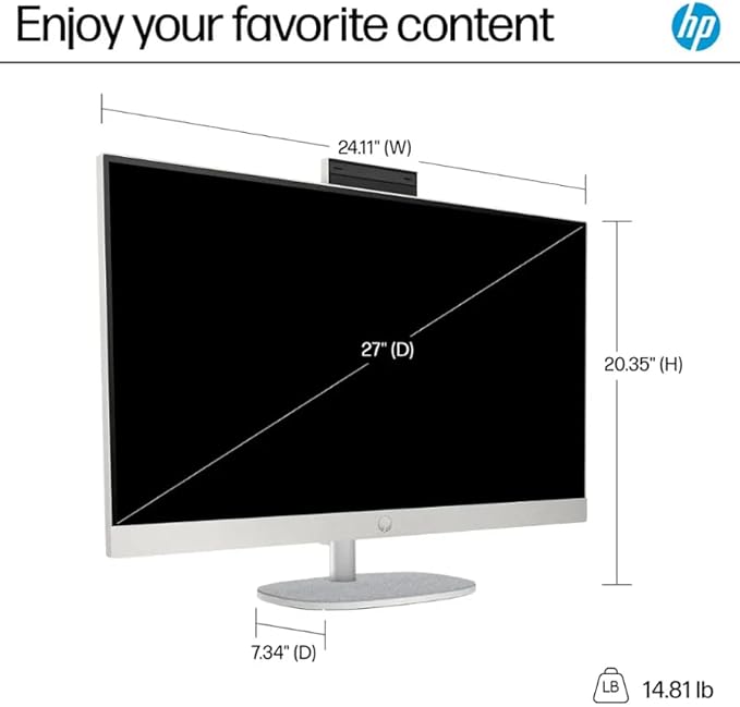 HP 27" FHD Touch-Screen All-in-One Computer, 12-Cores Intel Core Ultra 7, 16GB DDR5 RAM 1.5TB Storage (1TB SSD+512GB Docking Station Set), Windows 11 Pro with Microsoft Office Included, White