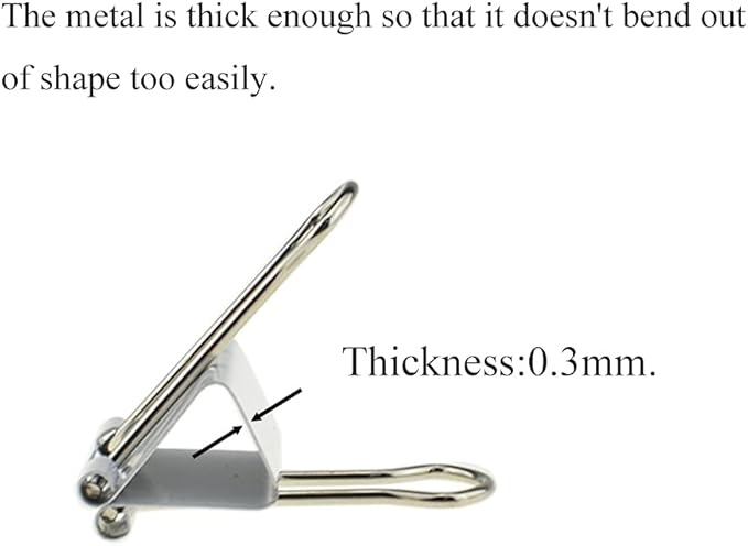 HAHIYO Binder Clips Paper Clamps Spring Steel Sturdy Medium 1.26 inches Width 0.39 Inch Capacity No Sharp Edges Heavy Duty Tight Grip Reusable White Metal Bright Finish for Home Office School 13 Pack
