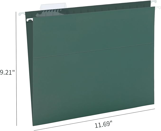 HERKKA Extra Capacity Hanging File Folders, 60 Pack Reinforced Letter Size Hanging Folders with Heavy Duty 0 Inch Expansion, Designed for Bulky Files, Green