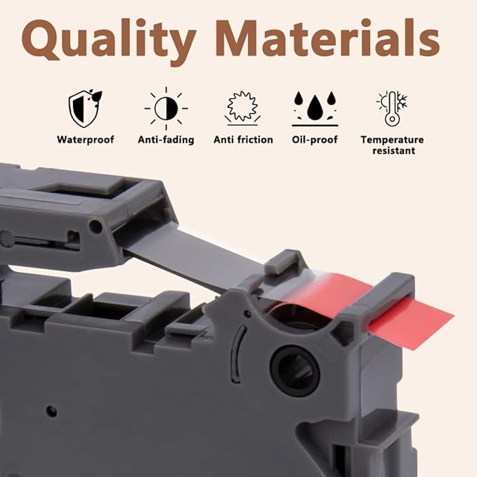 Hehua Tape Tze Tz 12mm 0.47 Laminated Red Compatible for Brother P-Touch TZe-431 TZe431 TZ-431 TZ431 Tape for Ptouch PT D210 D200 D220 D610 H110, 1/2'' x 26.2ft Black on Red, 3 Pack