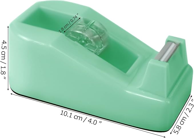 1Pcs Desktop Tape Dispenser Adhesive Roll Holder with Weighted Nonskid Base, Green (Tape not Included)