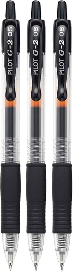 G2 Retractable Premium Gel Ink Roller Ball Pens Extra Fine Point (.5mm) Red Ink 3 pack; Refillable & Premium Comfort Grip Bundle with Plastic Reusable Pouch