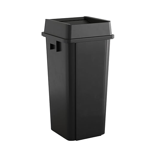 23 Gallon Black Square Commercial Trash Can with Lid