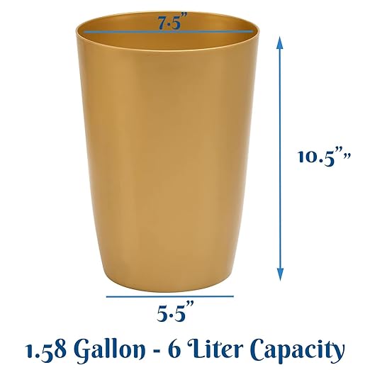 HOLDN’ STORAGE Small Trash Can - 1.58 Gallon Open Top Waste Bin, Compact Waste Can Perfect for Bathroom, Kitchen, Office, Dorm - Durable Garbage Can - Soft Brass