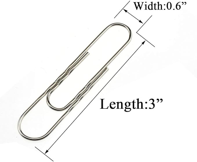 HAHIYO Paperclips Nonskid New Upgrade No Paper Scratch Large 3” Length Paper Clips with Curve Non Skid Heavy Duty Tight Grip Thick Rust Proof Reusable Metal Bright Silver for Home Office 30 Pack