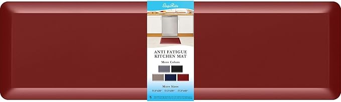 4/5 Inch Thick Kitchen Mat Anti Fatigue Mat Kitchen Rugs Kitchen Decor Non-Slip, Stain Resistant, Waterproof Kitchen Mats Desk Mat for Kitchen, Office, Workshop, Red, 17'' x 60''